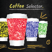 Illustration of different coloured paper coffee cups