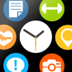 Apple watch illustration with app icons on screen